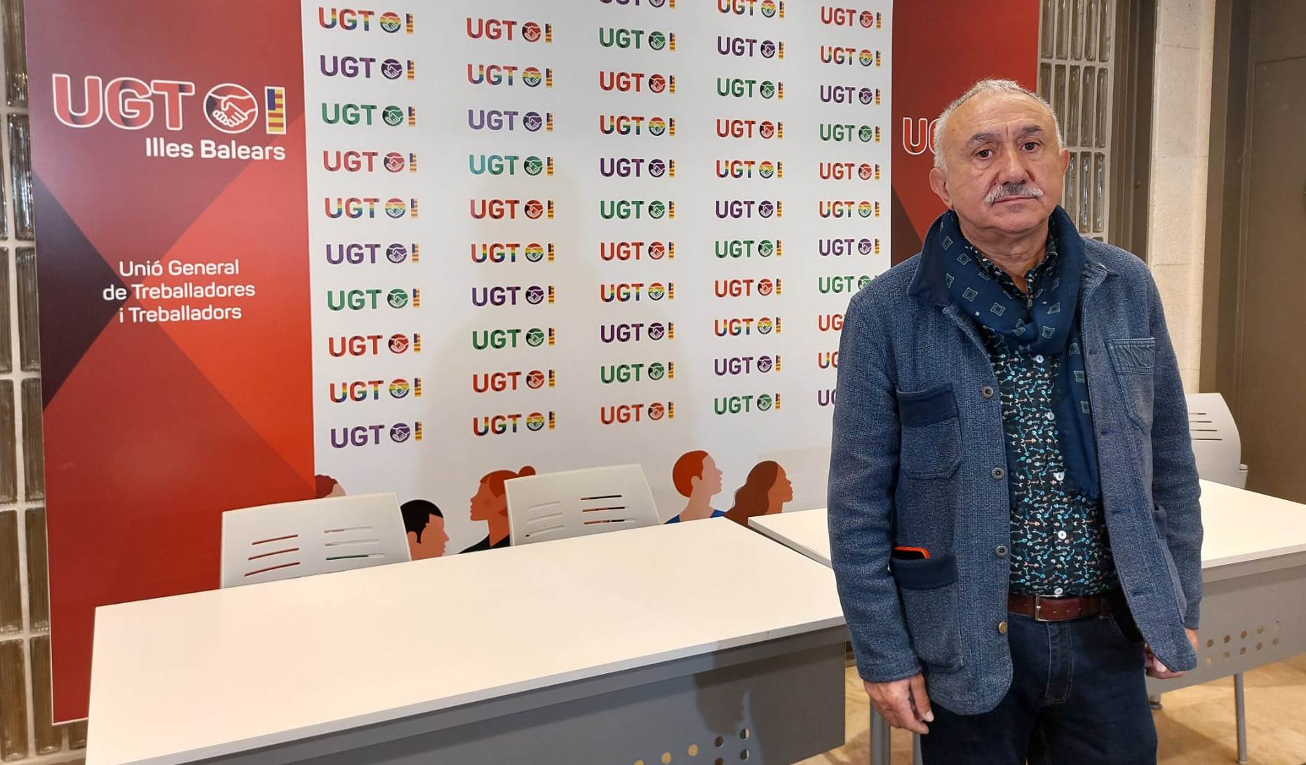 Pepe Álvarez en la sede de UGT en Palma
